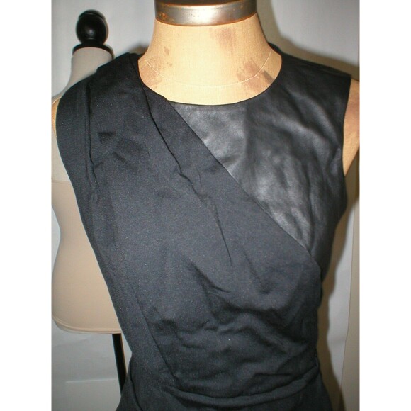 New Womens NWT $475 Halston Heritage Sleeveless Leather Black Dress 4 Designer - Picture 6 of 12